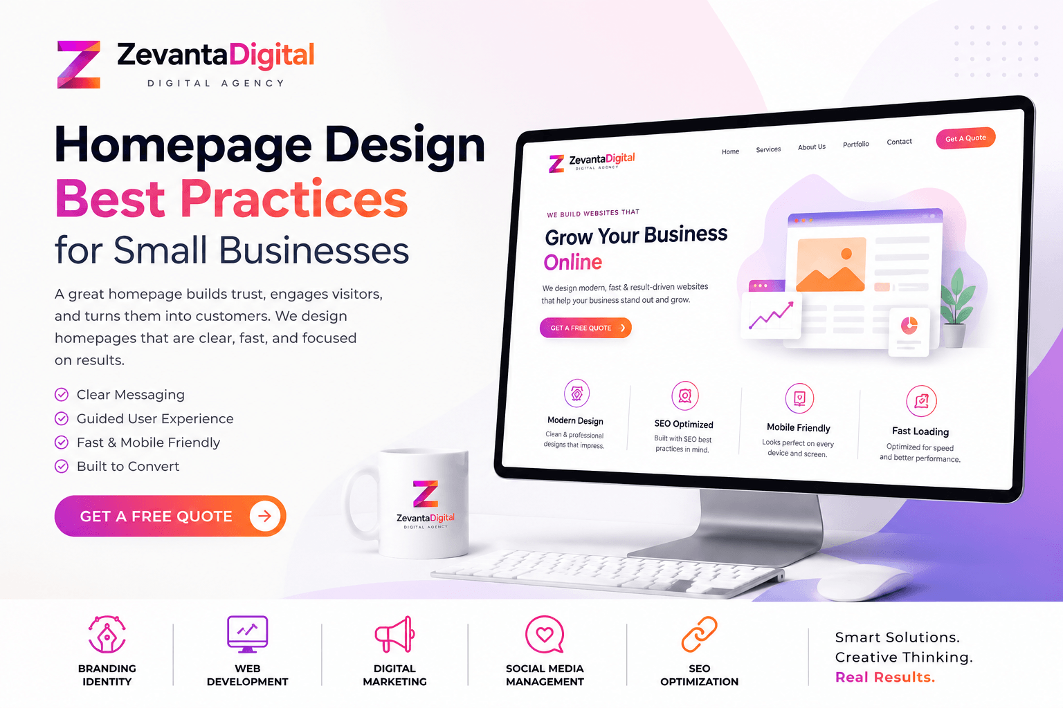 responsive homepage design on desktop and mobile