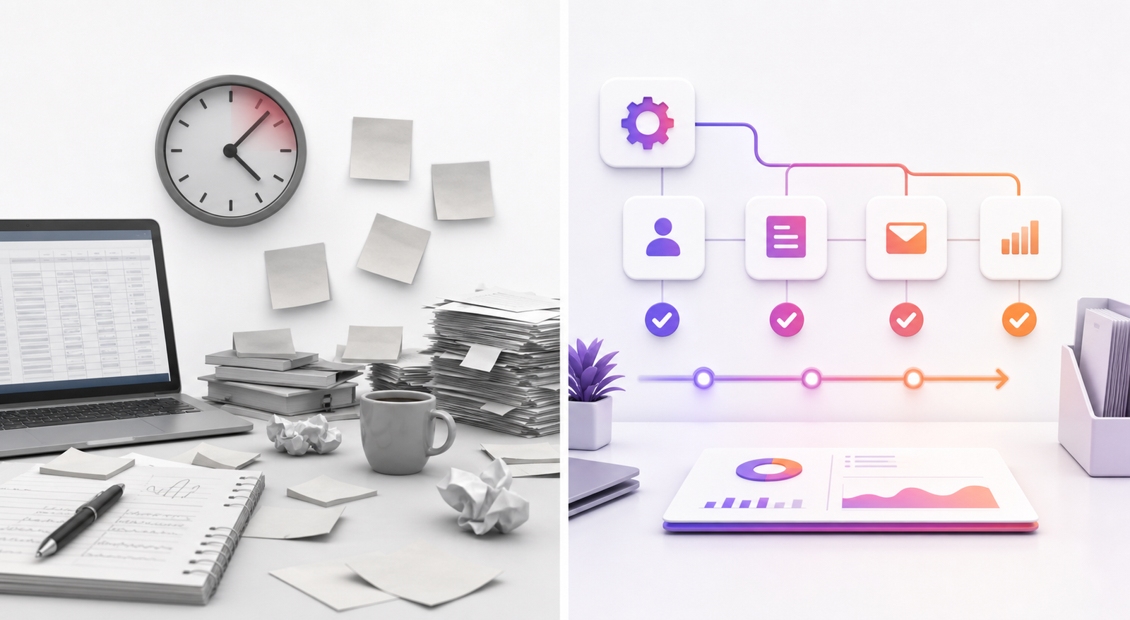 manual work compared with automated workflow